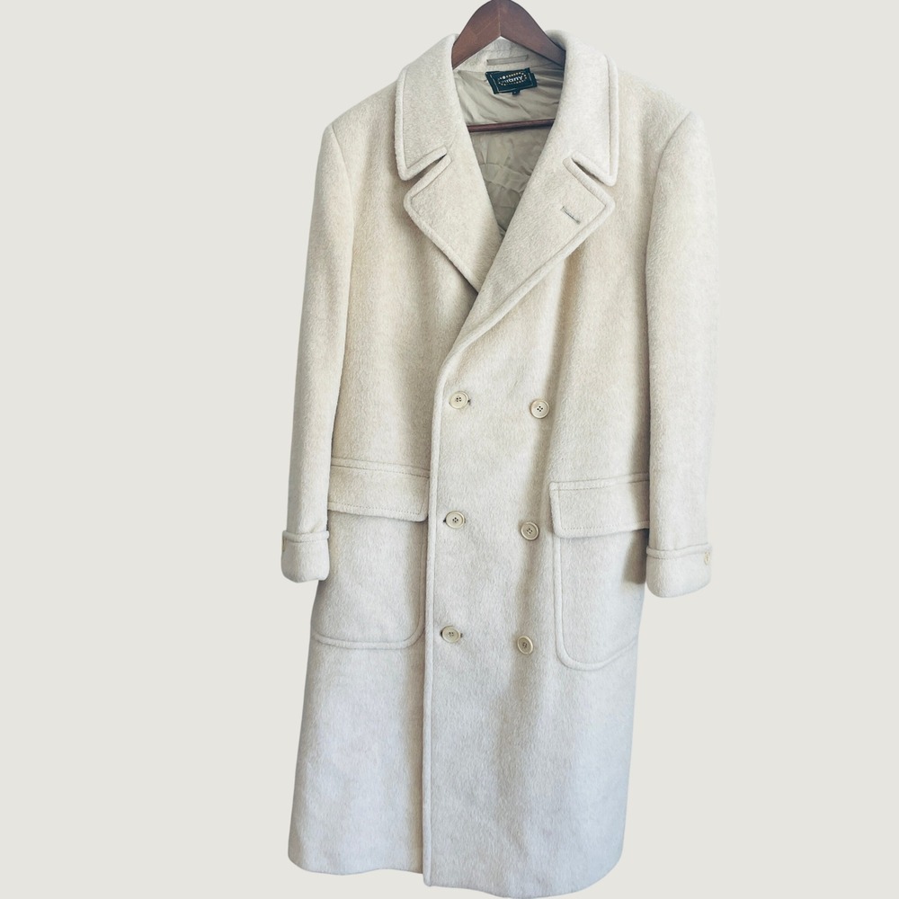 Womens Vintage Statement Mid Century Llama/Mohair Double Breasted Coat 10 Cream
